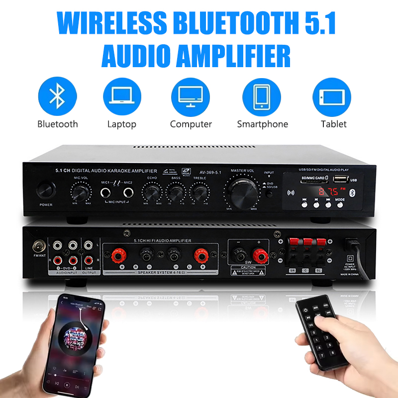 Home Cinema Bluetooth 5.1 - عالية مكبر كهربائي AV-369BT 6 قناة